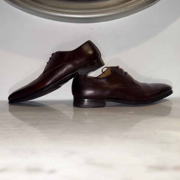 Magnanni Reko Medallion Toe Derby Shoes Brown Leather 11.5M Made in Spain-20420 - Picture 6 of 16